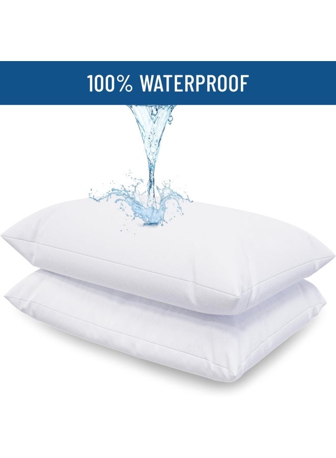 Everlasting Comfort Waterproof Pillow Protectors Set Of 2 King Size Allergy Pillow Cases With Zipper Hypoallergenic Pillowcase Covers Protect Against Allergens Dust And Mites  - Image 2