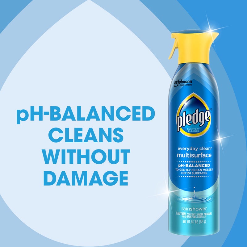 Pledge Everyday Clean Multi Surface Cleaner Spray, pH Balanced to Clean 101 Surfaces, Rainshower Scent, 9.7 oz (Pack of 1) - Image 3