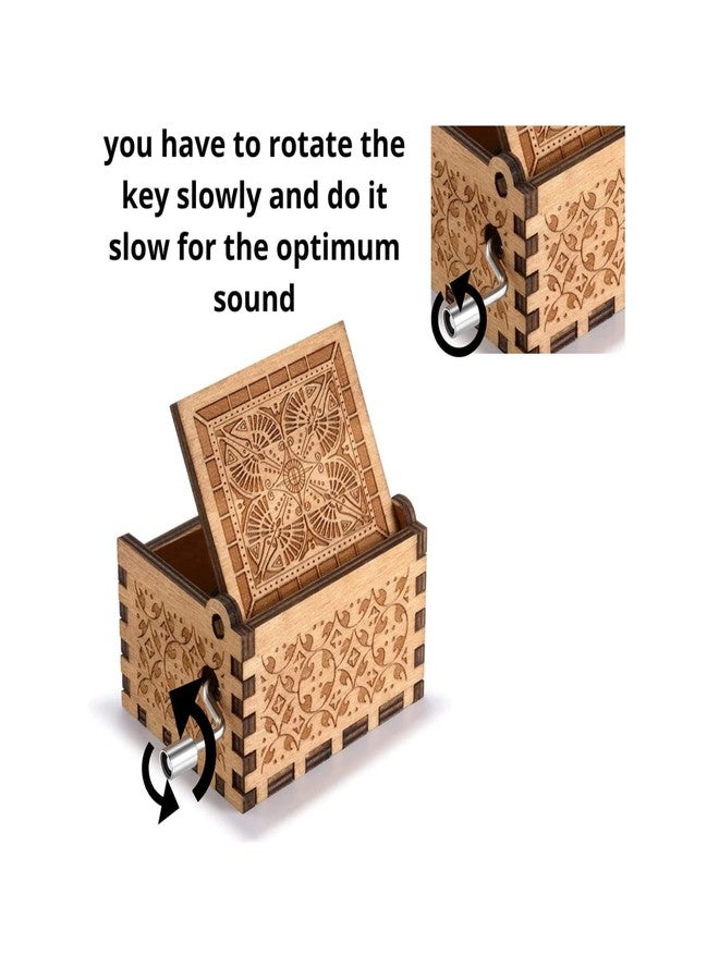 Caaju Wooden HP Music Box - Hand Crank Classic Antique Carved Wood Musical Boxes - Birthday Gift for Kids and Collectors - Image 4