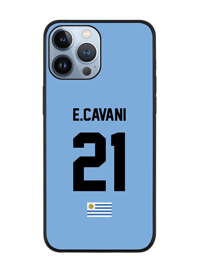 Stylizedd Rugged Black edge case for Apple iPhone 13 Pro Max Slim fit Soft Case Flexible Rubber Edges Anti Drop TPU Gel Thin Cover - Football Team - Uruguay Player Name - E.Cavani - Image 1
