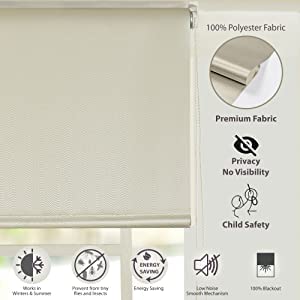 Deco Window 100% Blackout Roller Blinds for Windows (48 Inch W X 84 Inch H, Champagne) Sun, UV Protection & Glare Resistant for Home & Office - Image 5