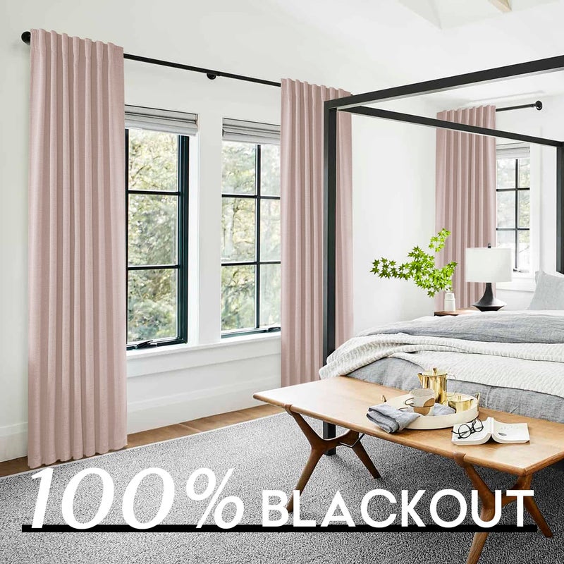 PANELSBURG Pink Blackout Curtains for Nursery Light Blocking Linen Kids Curtains for Girls Bedroom Room Decor Back Tab Hooks Pleated 84 Inches Long Dusty Blush Pink