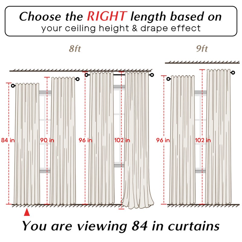 PANELSBURG Pink Blackout Curtains for Nursery Light Blocking Linen Kids Curtains for Girls Bedroom Room Decor Back Tab Hooks Pleated 84 Inches Long Dusty Blush Pink