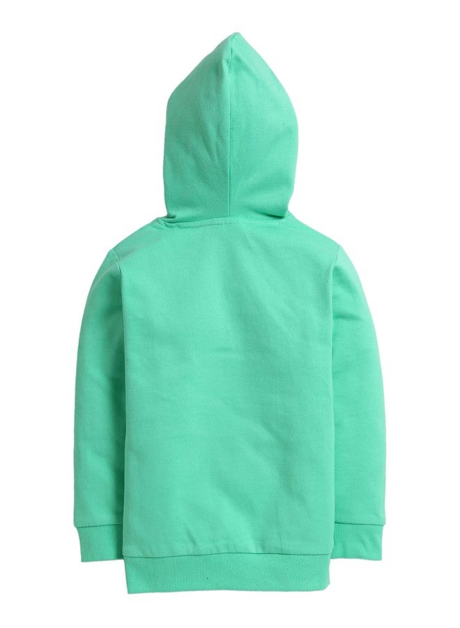 MINITATU Girl's Cotton Neck Hooded Sweatshirt (MT-3298E-AN_Turquoise Green_12-18 Months) - Image 2