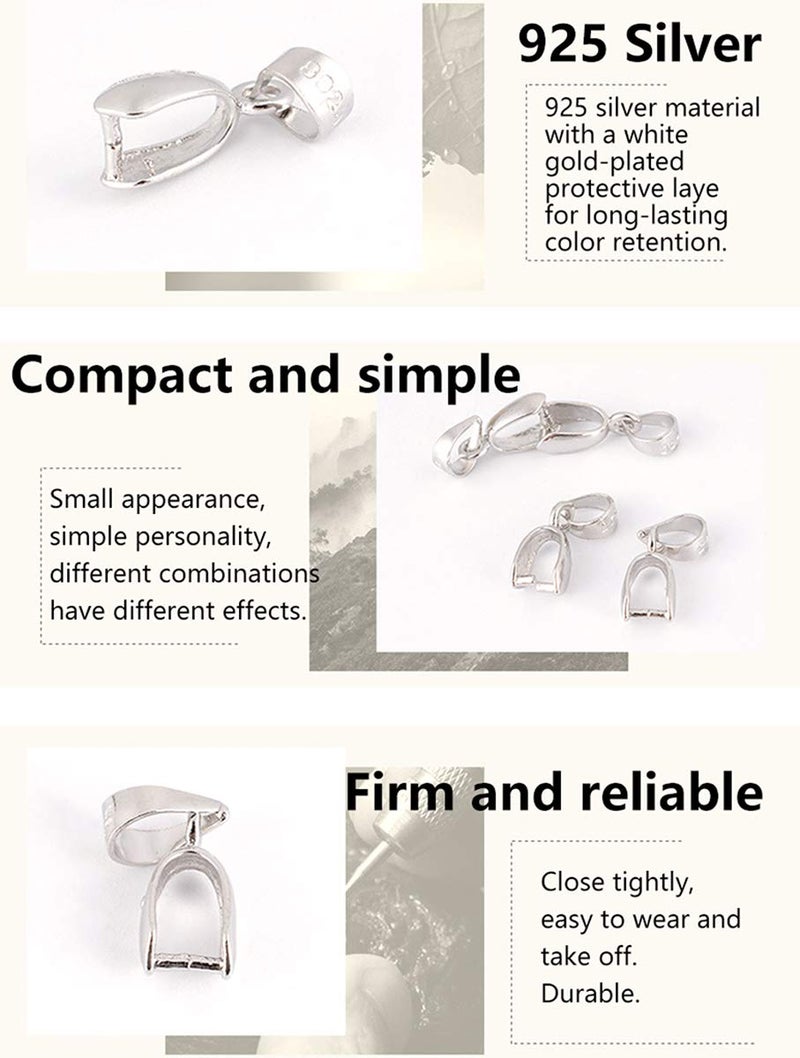 Lind Kitchen 2pcs 925 Sterling Silver Pendant Bail Connector Pinch Clasp for Necklace DIY Jewelry Craft Making Handmade Beading Fittings Accessories 1.4cm - Image 4