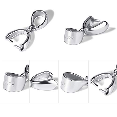Lind Kitchen 2pcs 925 Sterling Silver Pendant Bail Connector Pinch Clasp for Necklace DIY Jewelry Craft Making Handmade Beading Fittings Accessories 1.4cm - Image 2