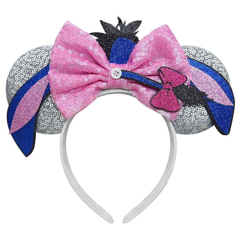 Bolonar Donkey Mouse Ears Headband for Adult Pink Sequin Bows Hair Band