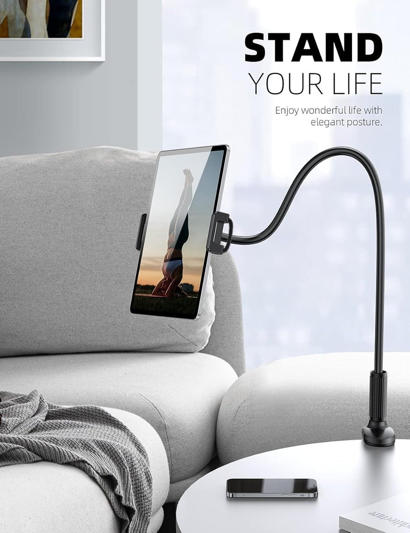 Lamicall Gooseneck Tablet Mount Holder for Bed - Flexible Tablet Arm Clamp for Bed Compatible with Pad Mini 7.9, Air 9.7, Pro 10.5, Kindle, Switch, Galaxy Tabs, More 4.7-11" Device - Black - Image 4