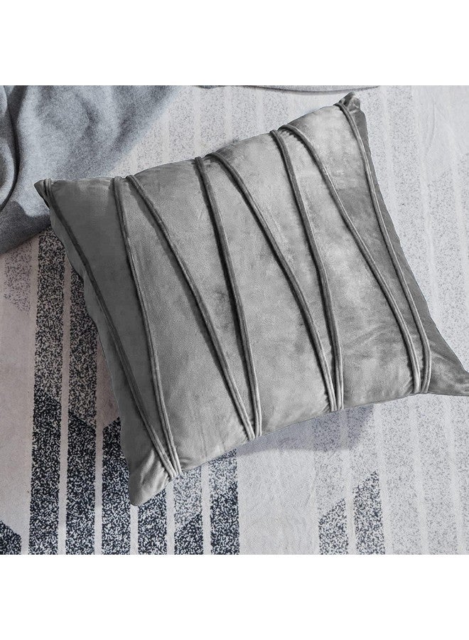 Khooti Khooti Velvet Cushion Cover Pack of 1-16" X 16" / 41 X 41 Cm - Light Grey - Soft Pillow Covers Cushion Case for Sofa Bedroom Livingroom Chair Car with Random Zig Zag Pattern, 200 Tc - Image 1