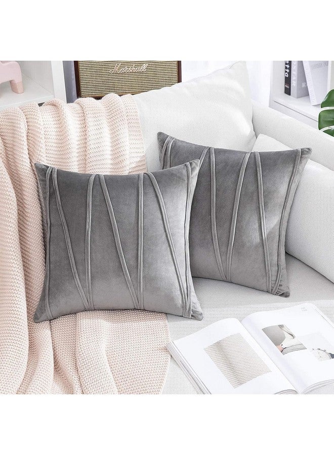 Khooti Khooti Velvet Cushion Cover Pack of 1-16" X 16" / 41 X 41 Cm - Light Grey - Soft Pillow Covers Cushion Case for Sofa Bedroom Livingroom Chair Car with Random Zig Zag Pattern, 200 Tc - Image 2