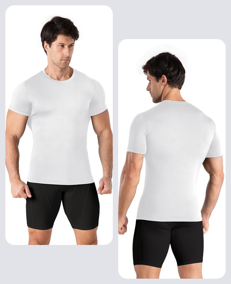 Niksa Men's Compression Shirts 1 or 4 Pack, Workout Gym Shirt Short Sleeve, Moisture Wicking Active Fit Base Layer T-Shirt - Image 2