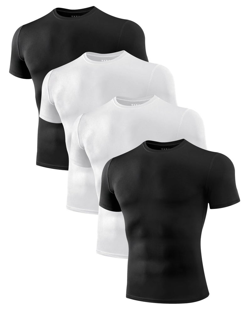 Niksa Men's Compression Shirts 1 or 4 Pack, Workout Gym Shirt Short Sleeve, Moisture Wicking Active Fit Base Layer T-Shirt - Image 1