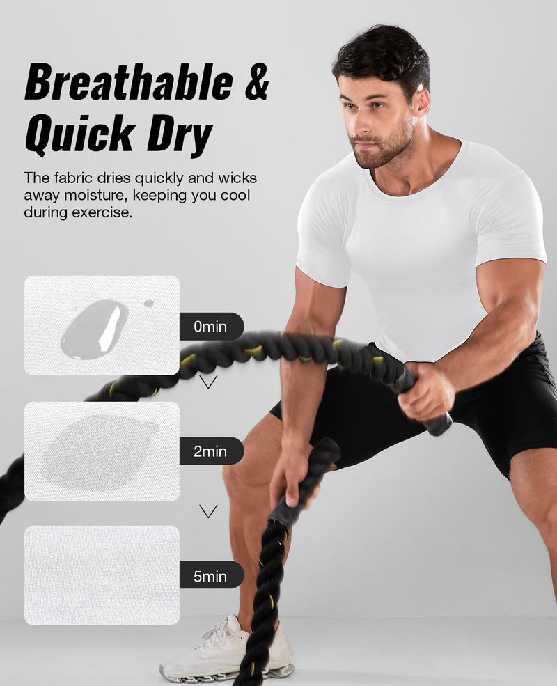 Niksa Men's Compression Shirts 1 or 4 Pack, Workout Gym Shirt Short Sleeve, Moisture Wicking Active Fit Base Layer T-Shirt - Image 5