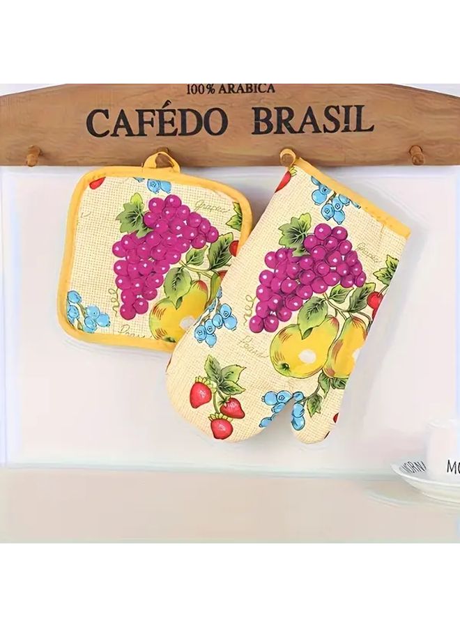 Fruit Color Kitchen Gloves Two Sets Dishwasher Washable Comfortable Polyester Fiber Hand Protection - Image 1