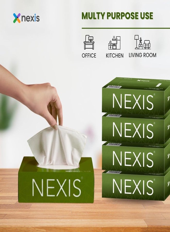 NEXIS 2-Ply Facial Tissue Paper Box | 800 Sheets | 100 Pulls x 4 Boxes | Car Tissue | Soft And Highly Absorbent | 100% Natural Virgin Fibre - Image 2