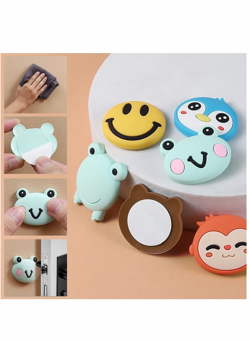 KASTWAVE 12 Pieces, Door Knob Wall Shield, Cartoon Self Adhesive Sticker Silicone Door Handle Bumper Cute Animals Rubber Protector for Wall -Protect Furniture, Reduce Noise - Image 4