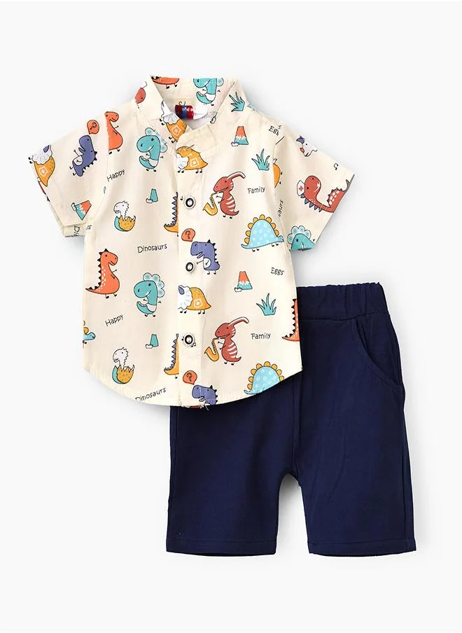 babyqlo Dinosaur Printed Tee & Shorts Set