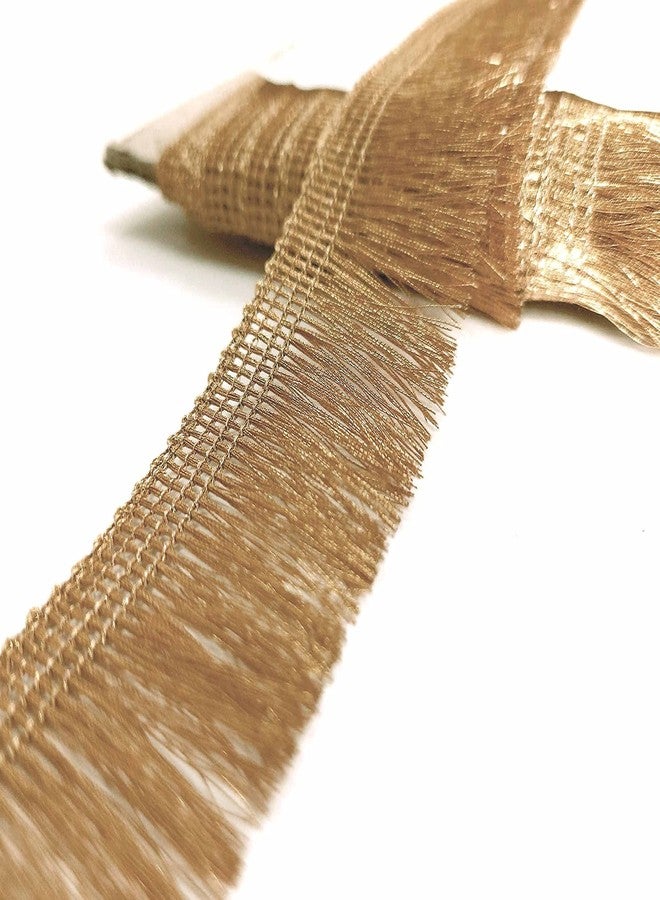 Mezin 1.50 inch Zari Jhalar Fringe Lace Border for Bridal Dresses, Sarees, Lehengas, Decoration, Bag and Designing Embellishment Crafts (Anmol), Gold - Image 2