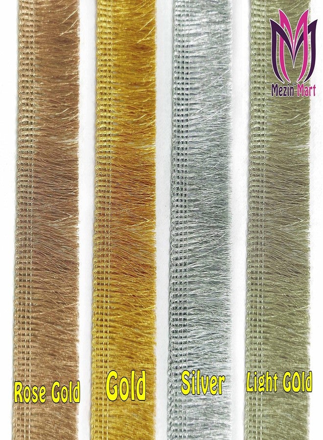 Mezin 1.50 inch Zari Jhalar Fringe Lace Border for Bridal Dresses, Sarees, Lehengas, Decoration, Bag and Designing Embellishment Crafts (Anmol), Gold - Image 3