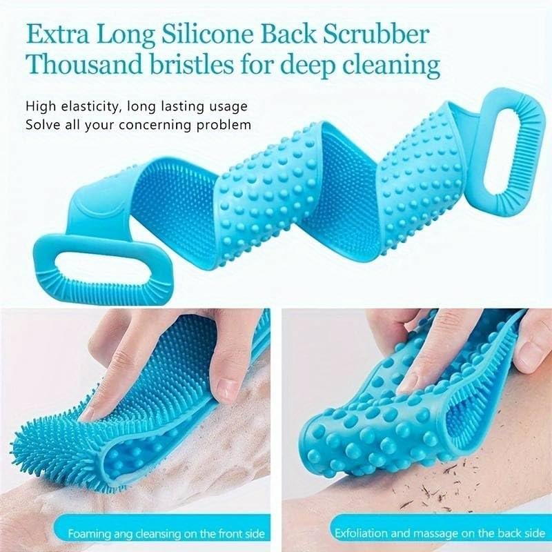 FIGMENT Soft Silicone Bath Body Brush For Men and Women, Deep Nourishing Cleansing, Exfoliation, Dirt Removal, BPA-Free, Back Scrubber, Lather Boosting Bristles, No-Slip Grip, Multicolor (Standard) - Image 2
