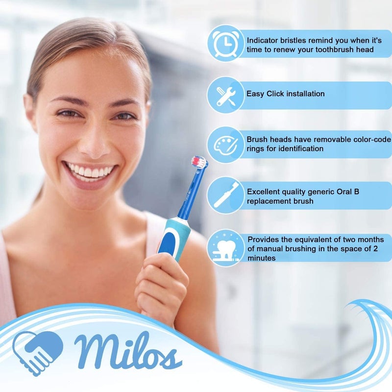 Milos Toothbrush Heads Compatible with Oral B Milos Kids 4 Pack Replacement Brush Heads for Most Braun Oral B Electric Toothbrushes Deep and Precise Cleaning Toothbrush Heads - Image 4