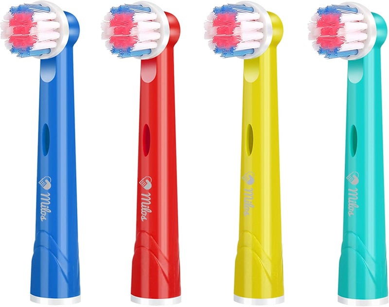 Milos Toothbrush Heads Compatible with Oral B Milos Kids 4 Pack Replacement Brush Heads for Most Braun Oral B Electric Toothbrushes Deep and Precise Cleaning Toothbrush Heads - Image 1