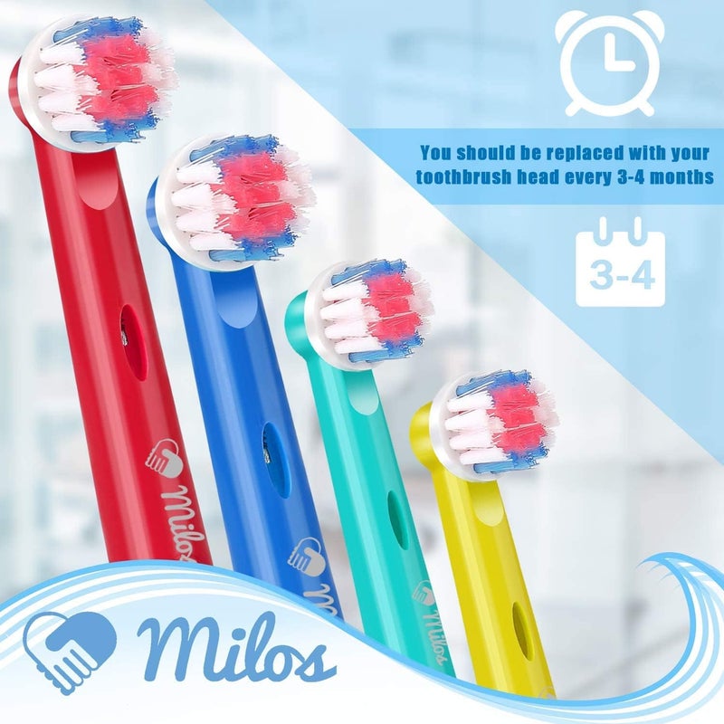 Milos Toothbrush Heads Compatible with Oral B Milos Kids 4 Pack Replacement Brush Heads for Most Braun Oral B Electric Toothbrushes Deep and Precise Cleaning Toothbrush Heads - Image 5