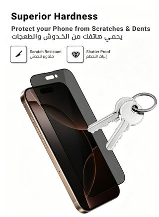 2 Pieces Apple iPhone 16 Pro Privacy Screen Protector – Flexible Privacy Nano Ceramic, Anti-Peeping, Edge-to-Edge Coverage, High Transparency, Delicate Touch, Easy Installation - view 5