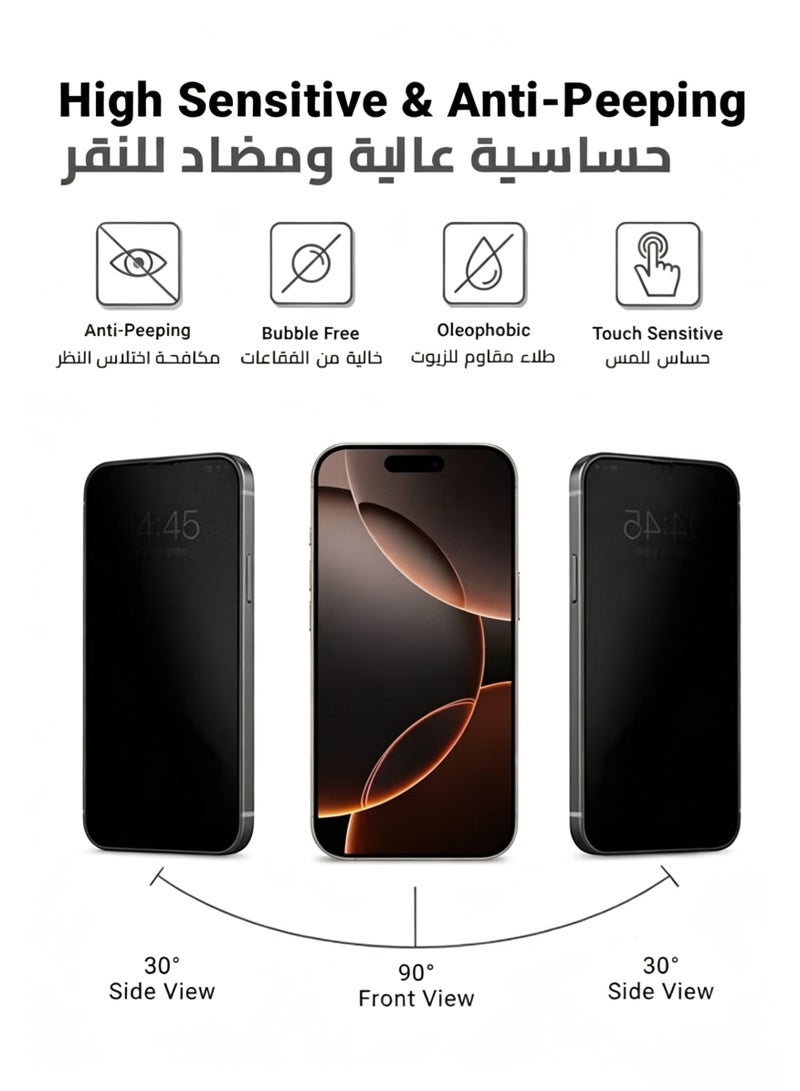 Nova future 2 Pieces Apple iPhone 16 Pro Privacy Screen Protector – Flexible Privacy Nano Ceramic, Anti-Peeping, Edge-to-Edge Coverage, High Transparency, Delicate Touch, Easy Installation - Image 3