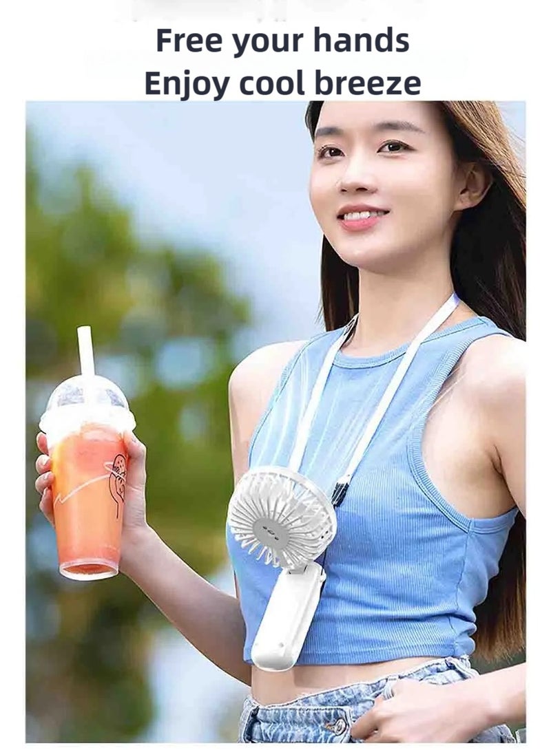 ZEPONOVA Folding Hand Fan Strong Wind Portable Handheld Mini Table Fan 5 Gear and Long Battery Pocket Quiety Fan Neck Fan - Image 3