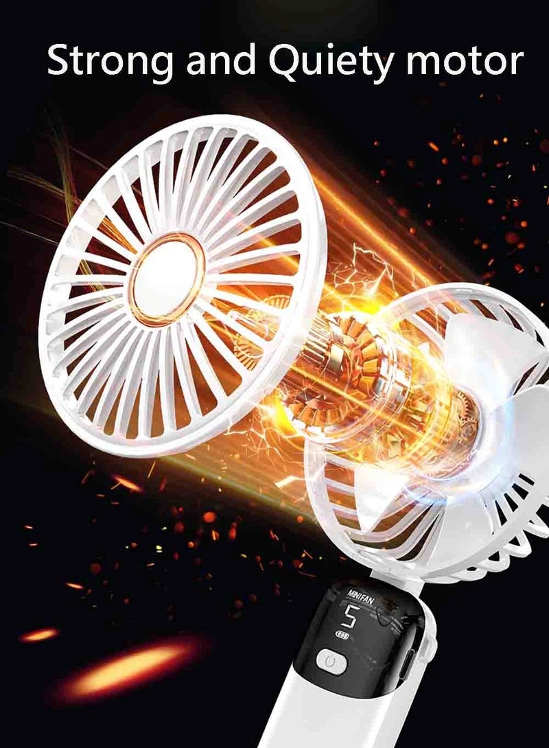 ZEPONOVA Folding Hand Fan Strong Wind Portable Handheld Mini Table Fan 5 Gear and Long Battery Pocket Quiety Fan Neck Fan - Image 5