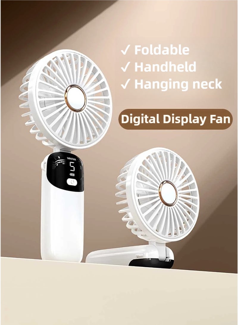 ZEPONOVA Folding Hand Fan Strong Wind Portable Handheld Mini Table Fan 5 Gear and Long Battery Pocket Quiety Fan Neck Fan - Image 2