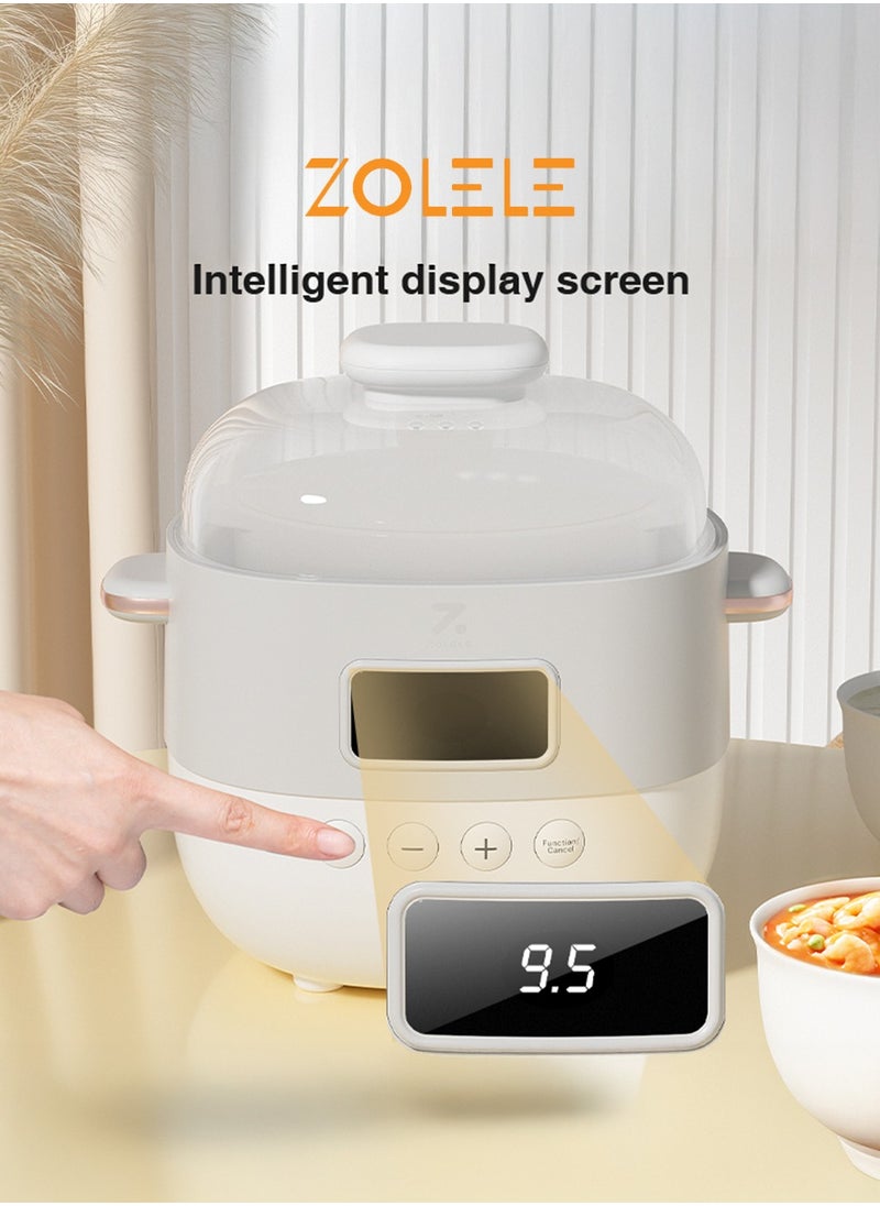 ZOLELE - Multi-Function Electric Stew Pot – Versatile Cooking for Soups, Stews, Porridge, and More with Advanced Heat Control, Energy-Efficient Design, and Compact Household Size ES101- White - Image 1