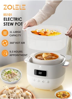 ZOLELE Multi-Function Electric Stew Pot – Versatile Cooking for Soups, Stews, Porridge, and More with Advanced Heat Control, Energy-Efficient Design, and Compact Household Size ES101- White  - Image 1