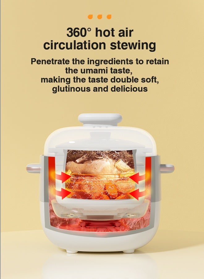 ZOLELE Multi-Function Electric Stew Pot – Versatile Cooking for Soups, Stews, Porridge, and More with Advanced Heat Control, Energy-Efficient Design, and Compact Household Size ES101- White - Image 3