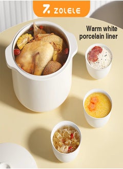 ZOLELE Multi-Function Electric Stew Pot – Versatile Cooking for Soups, Stews, Porridge, and More with Advanced Heat Control, Energy-Efficient Design, and Compact Household Size ES101- White  - Image 2