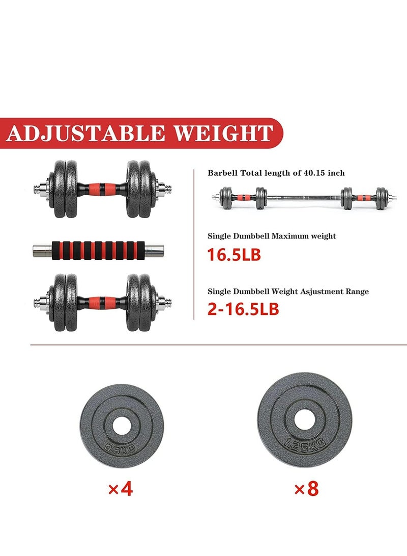 Maston Adjustable dumbbell Adjustable Barbell Set 2 in 1 Weight Dumbbell Set Multi-function Free Weights Dumbbell Barbell Set Exercise Fitness Equipment for Home Gym & Core Fitness(20kg) - Image 4