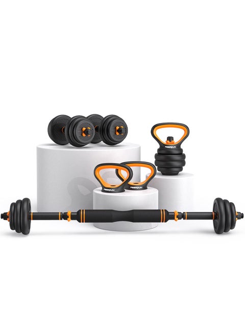 4 in 1 Dumbbells Set Fitness and Home Work Dumbbell Set/Barbell/Kettlebell/Push-Up Stands Set/15 kg / 33 LB