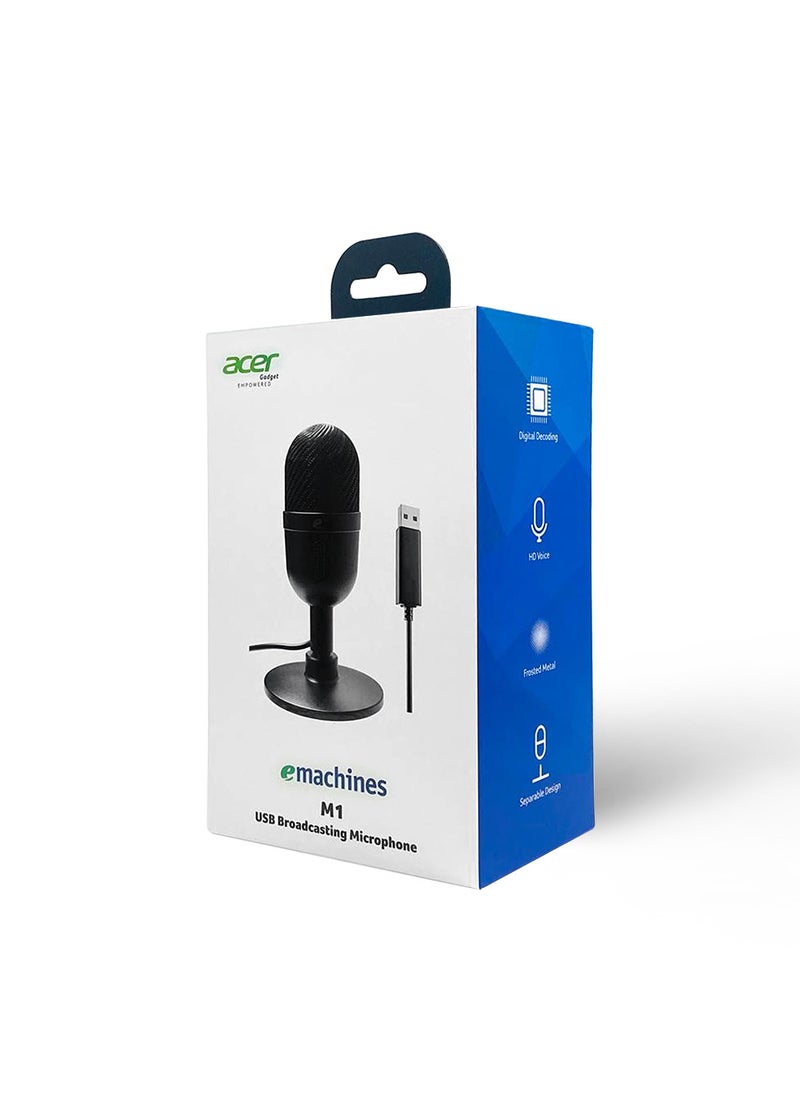 Acer - ACER USB Broadcasting Microphone - HD Voice, Professional Recording Quality, Ultra-Compact, Digital Decoding, Frosted Metal, Black - Image 1