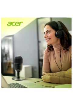 Acer ACER USB Broadcasting Microphone - HD Voice, Professional Recording Quality, Ultra-Compact, Digital Decoding, Frosted Metal, Black  - Image 3