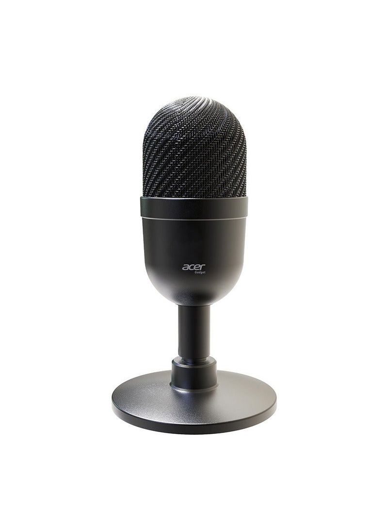 Acer USB Broadcasting Microphone - HD Voice, Professional Recording Quality, Ultra-Compact, Digital Decoding, Frosted Metal, Black - Image 1
