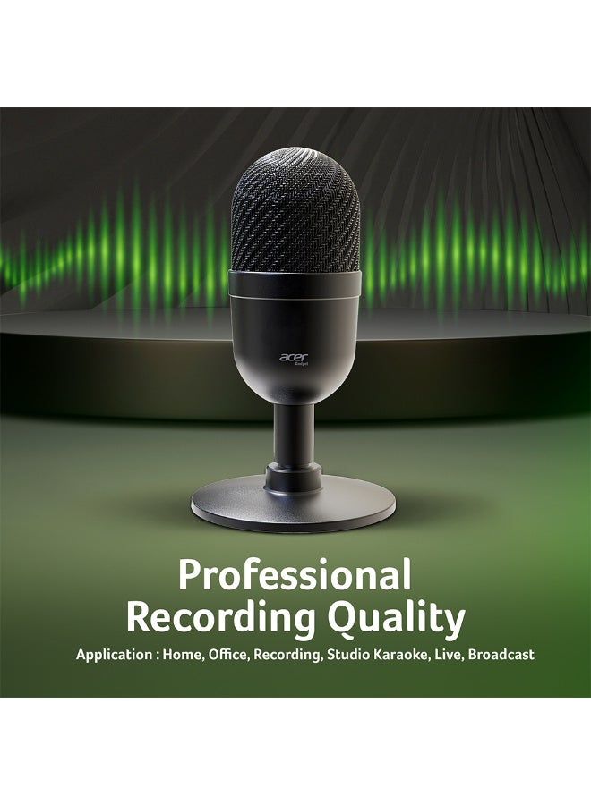 Acer USB Broadcasting Microphone - HD Voice, Professional Recording Quality, Ultra-Compact, Digital Decoding, Frosted Metal, Black - Image 4