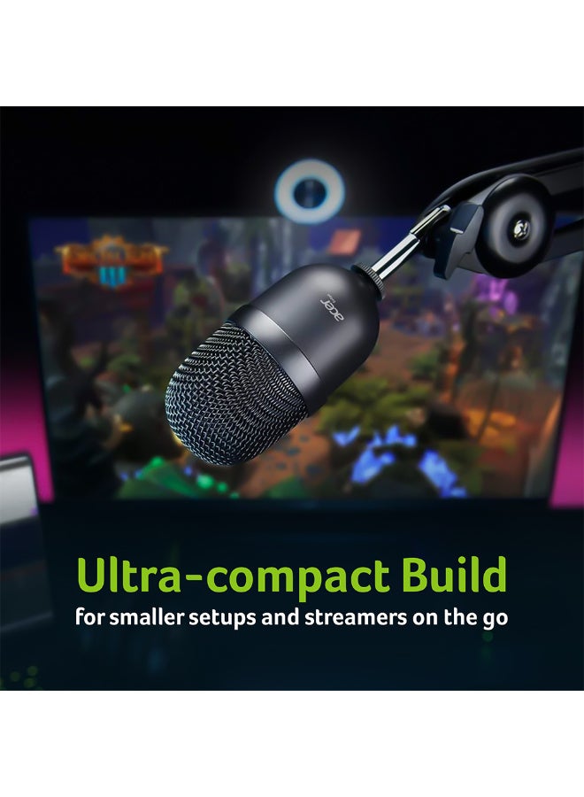 Acer USB Broadcasting Microphone - HD Voice, Professional Recording Quality, Ultra-Compact, Digital Decoding, Frosted Metal, Black - Image 5
