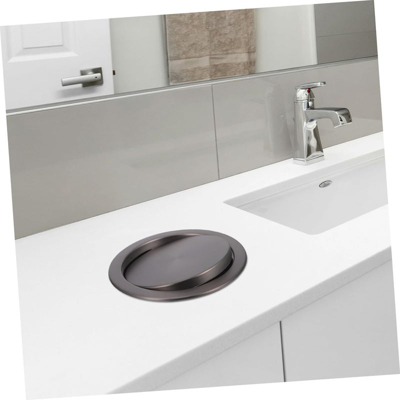 Recessed Countertop Garbage Can Lid Built In Stainless Steel Flap Cover Gunmetal Gray - Image 5