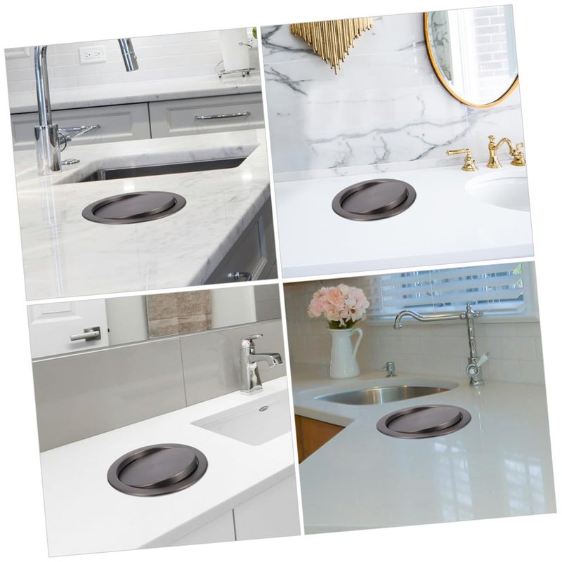 Recessed Countertop Garbage Can Lid Built In Stainless Steel Flap Cover Gunmetal Gray - Image 4