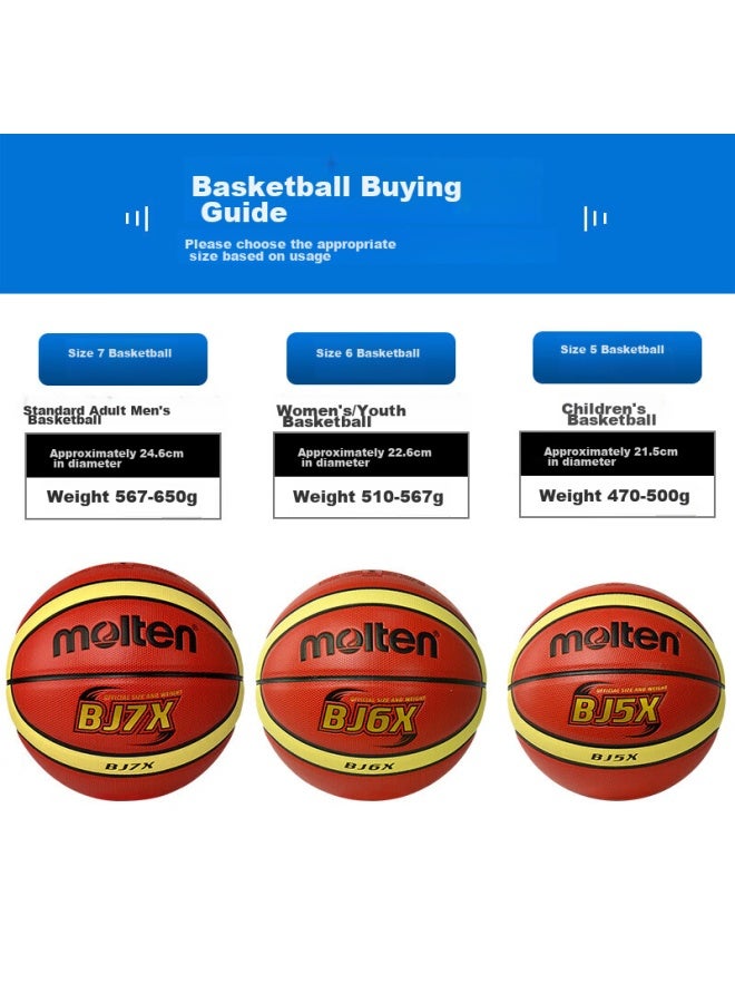 Molten Bj7x Basketball, Size 7, Standard Indoor/outdoor, Suitable For Primary And Secondary School Students, Campus Compeions And Training, Pu Basketball - Image 1