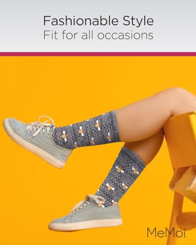 MeMoi Honey Bee Rayon Blend Crew Socks Asphalt 9-11 - Image 5