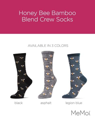 MeMoi Honey Bee Rayon Blend Crew Socks Asphalt 9-11 - Image 2
