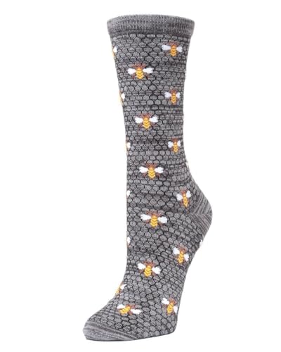 MeMoi Honey Bee Rayon Blend Crew Socks Asphalt 9-11 - Image 1