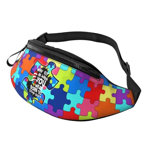AKMCBSH Autism Awareness Fanny Pack Colorful Puzzle Pattern Design Adjustable Waist Belt for Traveling Casual Running Hiking Cycling - Image 1
